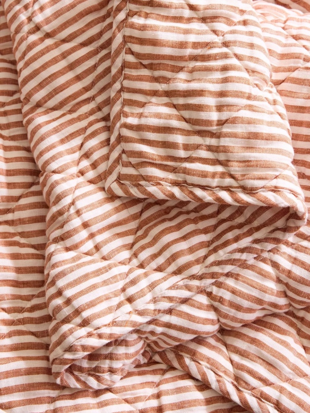 European Linen Box Quilted Euro Sham Terracotta/White Stripe  26 x 26
